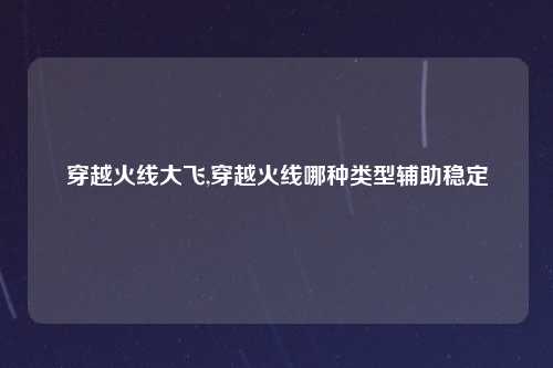 穿越火线大飞,穿越火线哪种类型辅助稳定