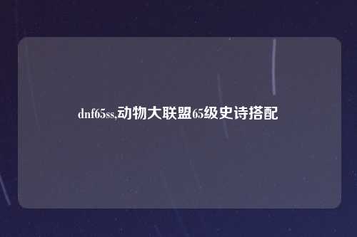 dnf65ss,动物大联盟65级史诗搭配