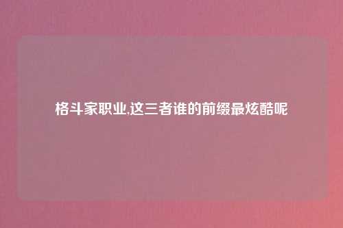 格斗家职业,这三者谁的前缀最炫酷呢