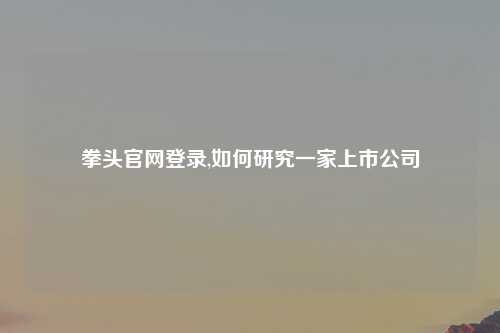 拳头官网登录,如何研究一家上市公司