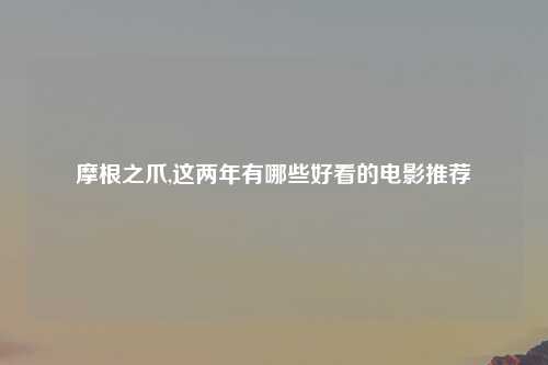 摩根之爪,这两年有哪些好看的电影推荐