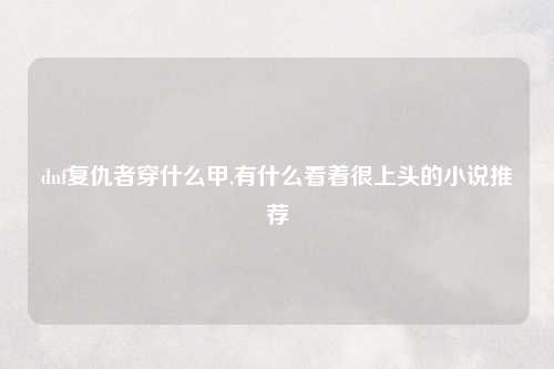 dnf复仇者穿什么甲,有什么看着很上头的小说推荐