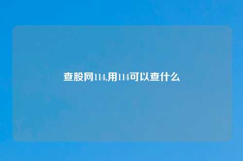 查股网114,用114可以查什么