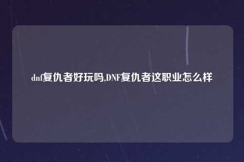 dnf复仇者好玩吗,DNF复仇者这职业怎么样