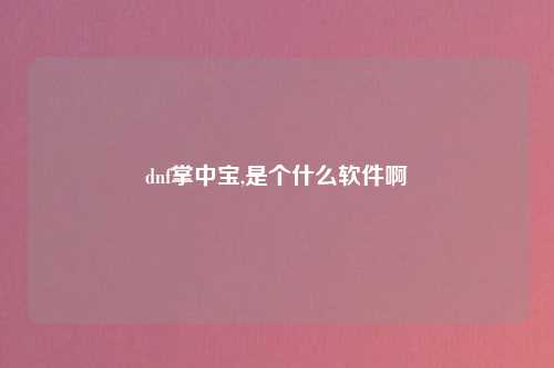 dnf掌中宝,是个什么软件啊