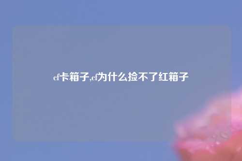 cf卡箱子,cf为什么捡不了红箱子