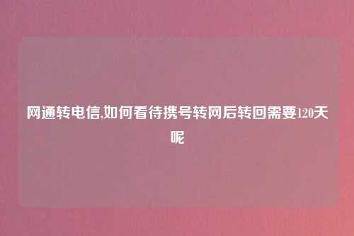 网通转电信,如何看待携号转网后转回需要120天呢