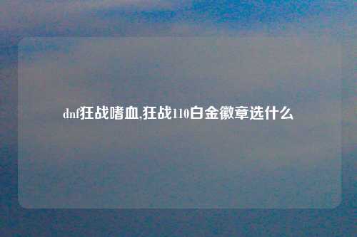 dnf狂战嗜血,狂战110白金徽章选什么