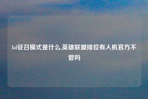 lol征召模式是什么,英雄联盟排位有人机官方不管吗