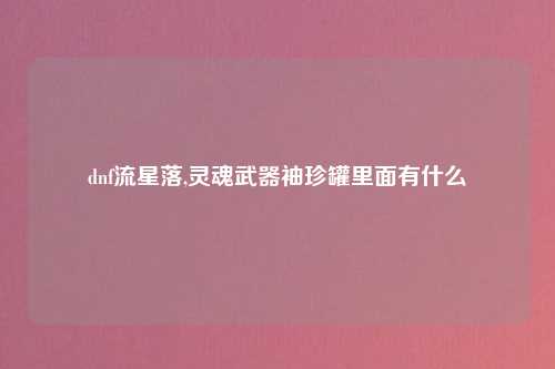 dnf流星落,灵魂武器袖珍罐里面有什么