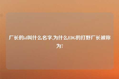 厂长的id叫什么名字,为什么EDG的打野厂长被称为7