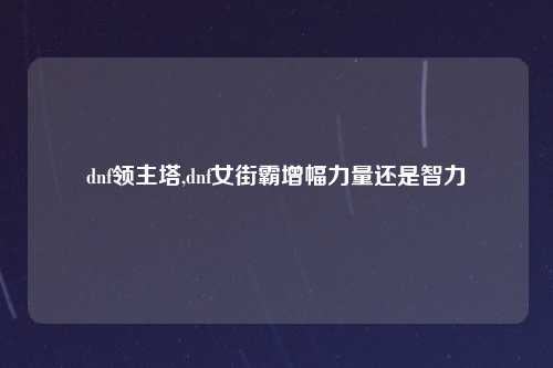 dnf领主塔,dnf女街霸增幅力量还是智力