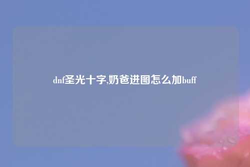 dnf圣光十字,奶爸进图怎么加buff
