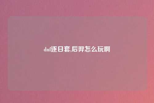 dnf逐日套,后羿怎么玩啊