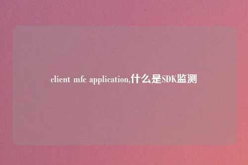 client mfc application,什么是SDK监测