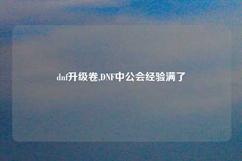 dnf升级卷,DNF中公会经验满了