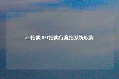 dnf拍卖,DNF拍卖行竞拍系统取消