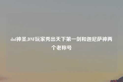 dnf神圣,DNF玩家秀出天下第一剑和迦尼萨神两个老称号