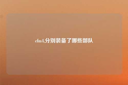 cfm4,分别装备了哪些部队