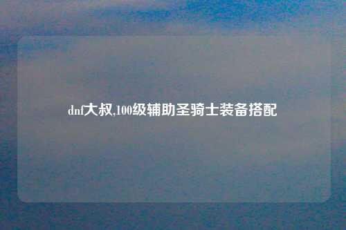 dnf大叔,100级辅助圣骑士装备搭配