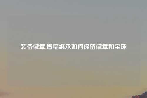 装备徽章,增幅继承如何保留徽章和宝珠