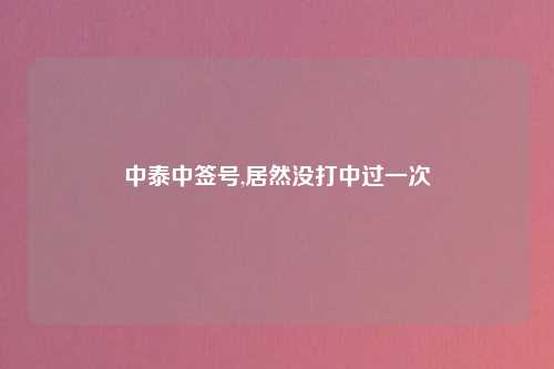 中泰中签号,居然没打中过一次
