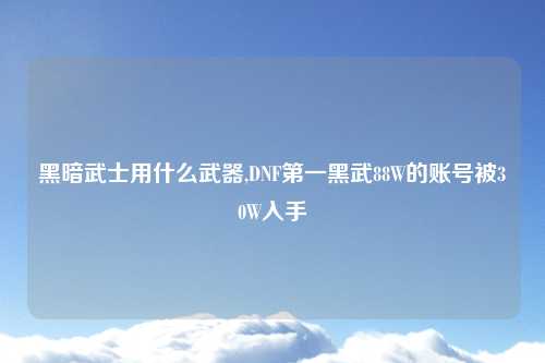 黑暗武士用什么武器,DNF第一黑武88W的账号被30W入手