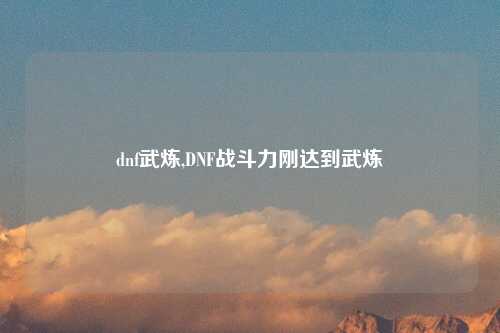 dnf武炼,DNF战斗力刚达到武炼