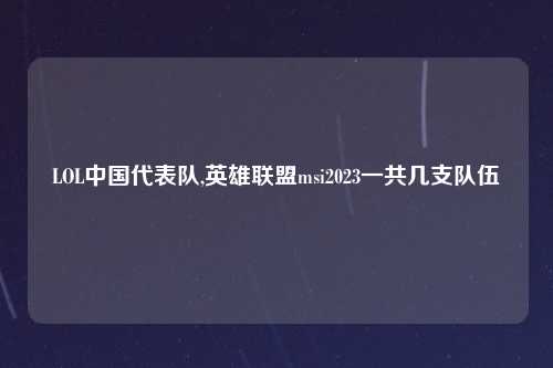LOL中国代表队,英雄联盟msi2023一共几支队伍