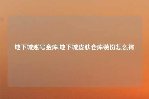 地下城账号金库,地下城皮肤仓库装扮怎么得