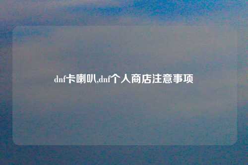 dnf卡喇叭,dnf个人商店注意事项