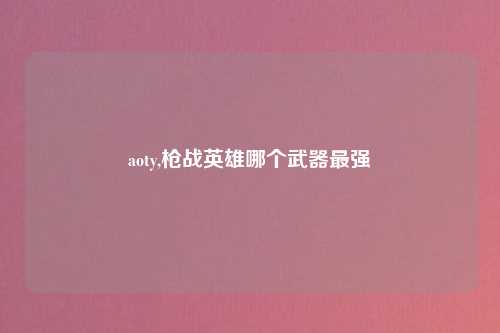 aoty,枪战英雄哪个武器最强