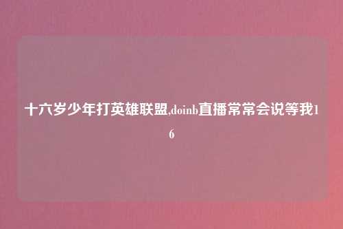 十六岁少年打英雄联盟,doinb直播常常会说等我16