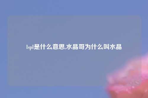 lspl是什么意思,水晶哥为什么叫水晶