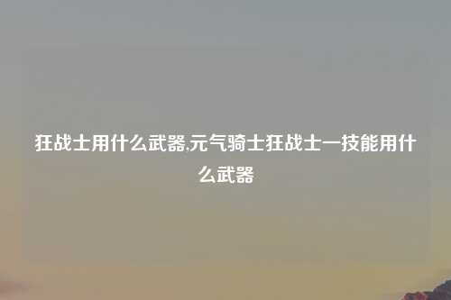 狂战士用什么武器,元气骑士狂战士一技能用什么武器