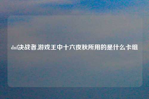 dnf决战者,游戏王中十六夜秋所用的是什么卡组