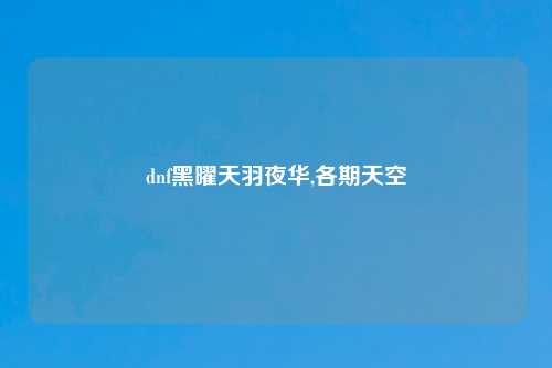 dnf黑曜天羽夜华,各期天空