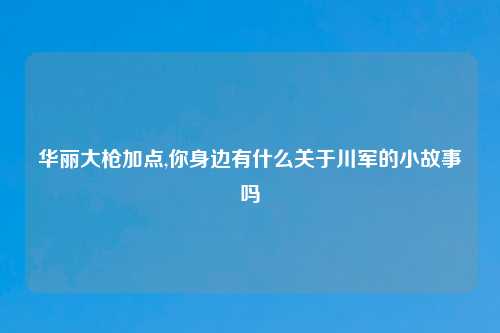 华丽大枪加点,你身边有什么关于川军的小故事吗
