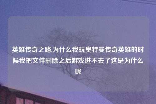 英雄传奇之路,为什么我玩奥特曼传奇英雄的时候我把文件删除之后游戏进不去了这是为什么呢
