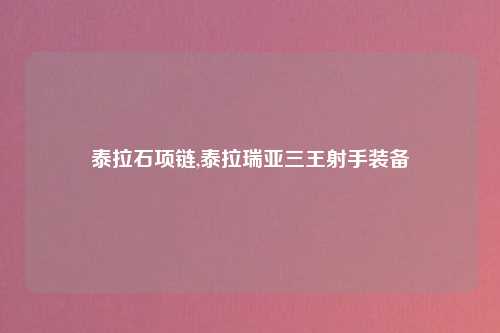 泰拉石项链,泰拉瑞亚三王射手装备