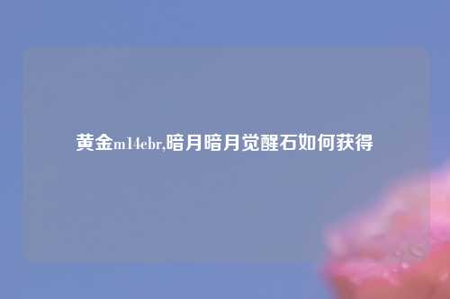 黄金m14ebr,暗月暗月觉醒石如何获得