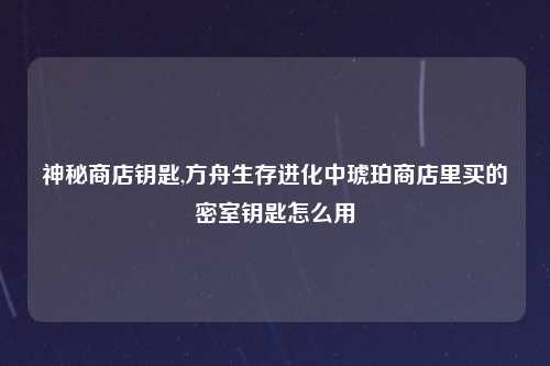 神秘商店钥匙,方舟生存进化中琥珀商店里买的密室钥匙怎么用