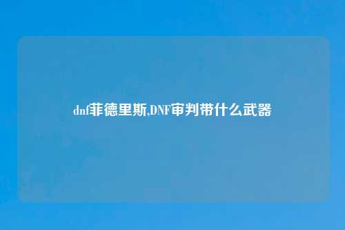 dnf菲德里斯,DNF审判带什么武器