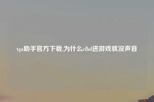 tga助手官方下载,为什么cfhd进游戏就没声音