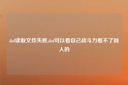 dnf读取文件失败,dnf可以看自己战斗力看不了别人的
