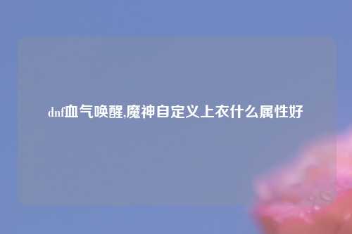 dnf血气唤醒,魔神自定义上衣什么属性好