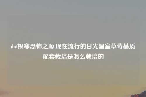 dnf极寒恐怖之源,现在流行的日光温室草莓基质配套栽培是怎么栽培的