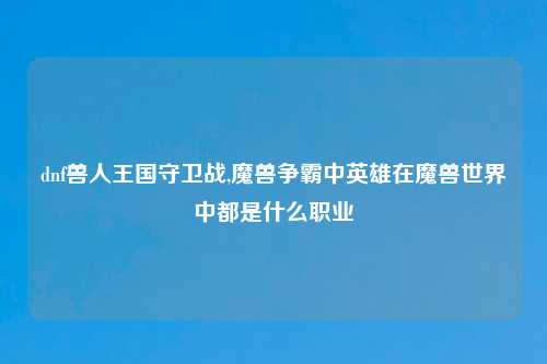 dnf兽人王国守卫战,魔兽争霸中英雄在魔兽世界中都是什么职业
