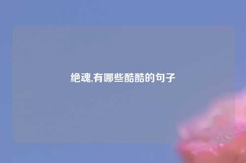 绝魂,有哪些酷酷的句子