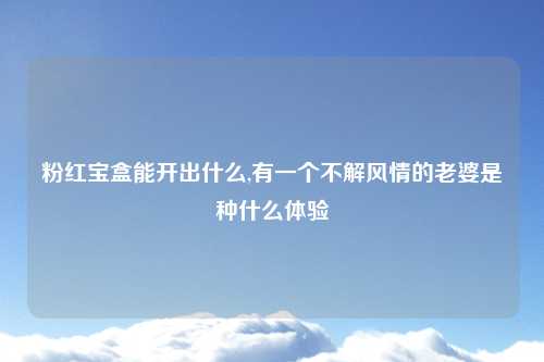 粉红宝盒能开出什么,有一个不解风情的老婆是种什么体验